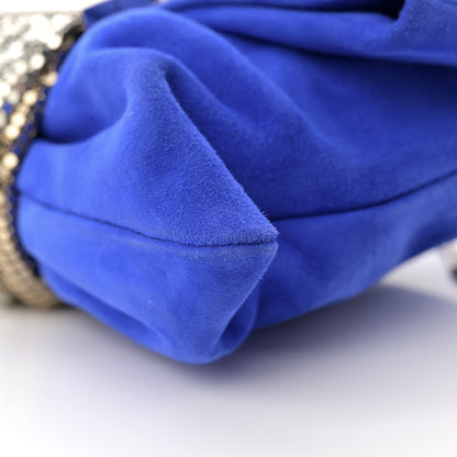 Jimmy Choo Suede Chandra Chain Clutch Blue 9 of 9
