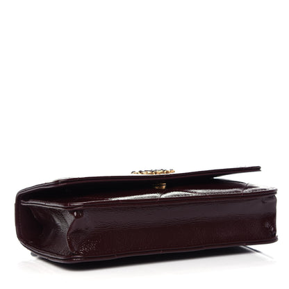 Chanel Shiny Crumpled Calfskin Quilted 19 Wallet On Chain WOC Burgundy 4 of 11