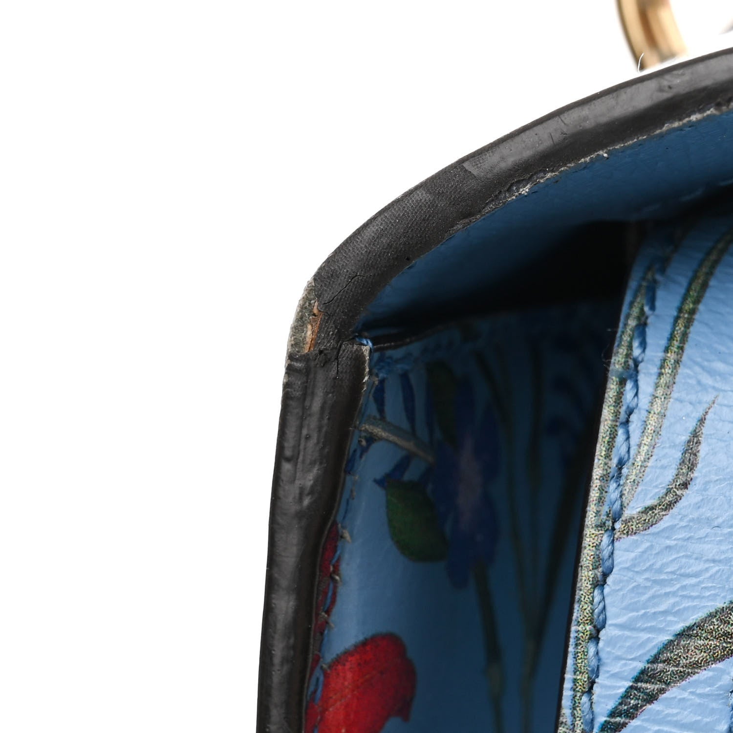 Gucci Calfskin New Flora Medium Sylvie Top Handle Bag Azure 17 of 20