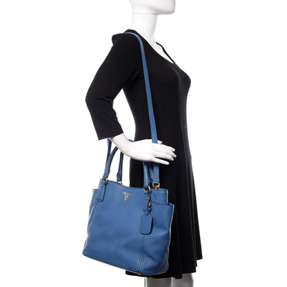 Prada Vitello Daino Side Pocket Tote Cobalto 2 of 18