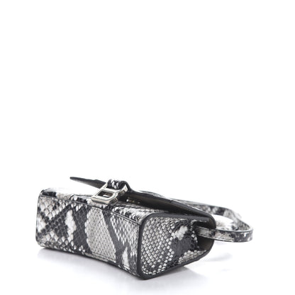 Balenciaga Shiny Calfskin Python Effect Hourglass Top Handle Bag Mini Black White 8 of 10