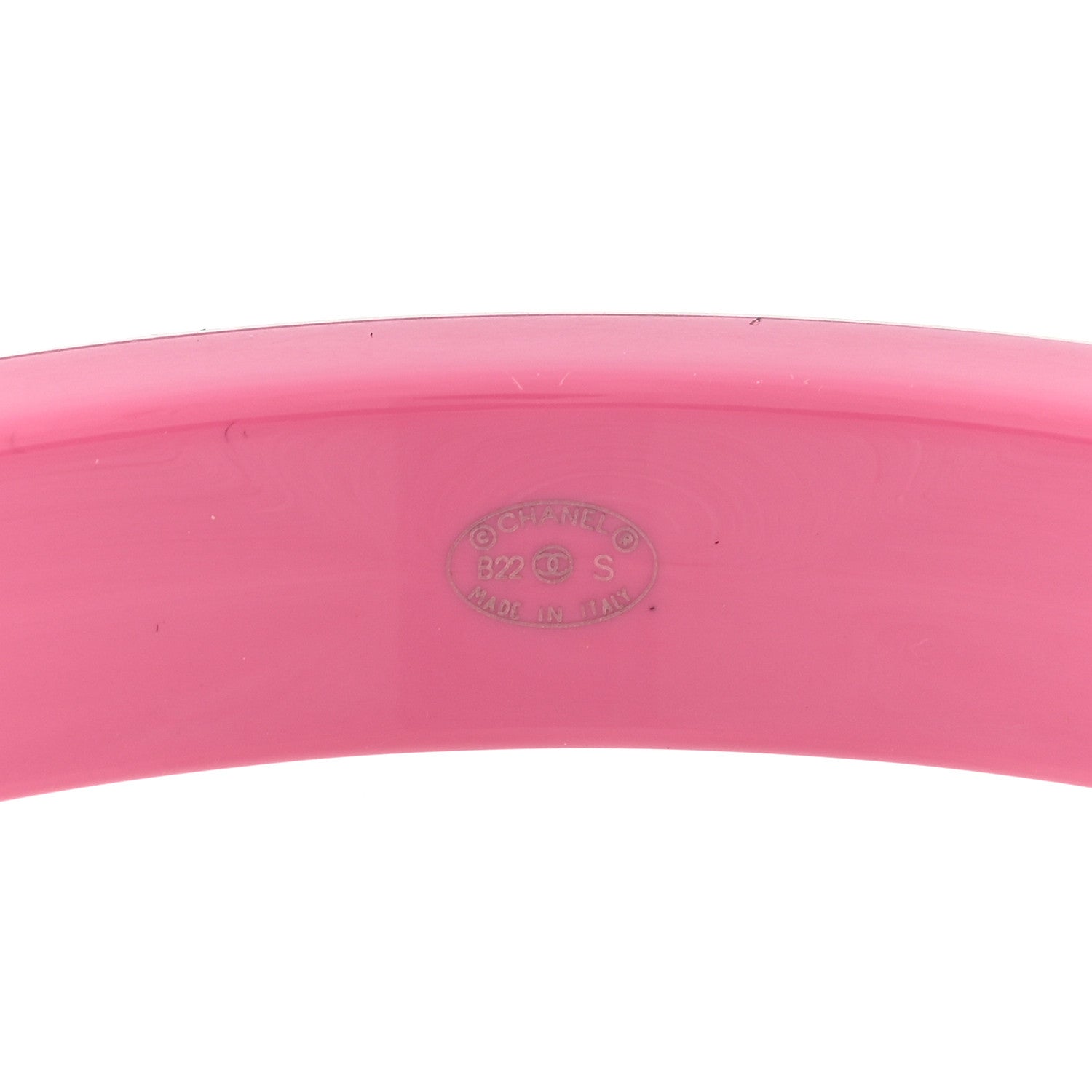 Chanel Resin Logo Bangle Bracelet Pink Black 3 of 3