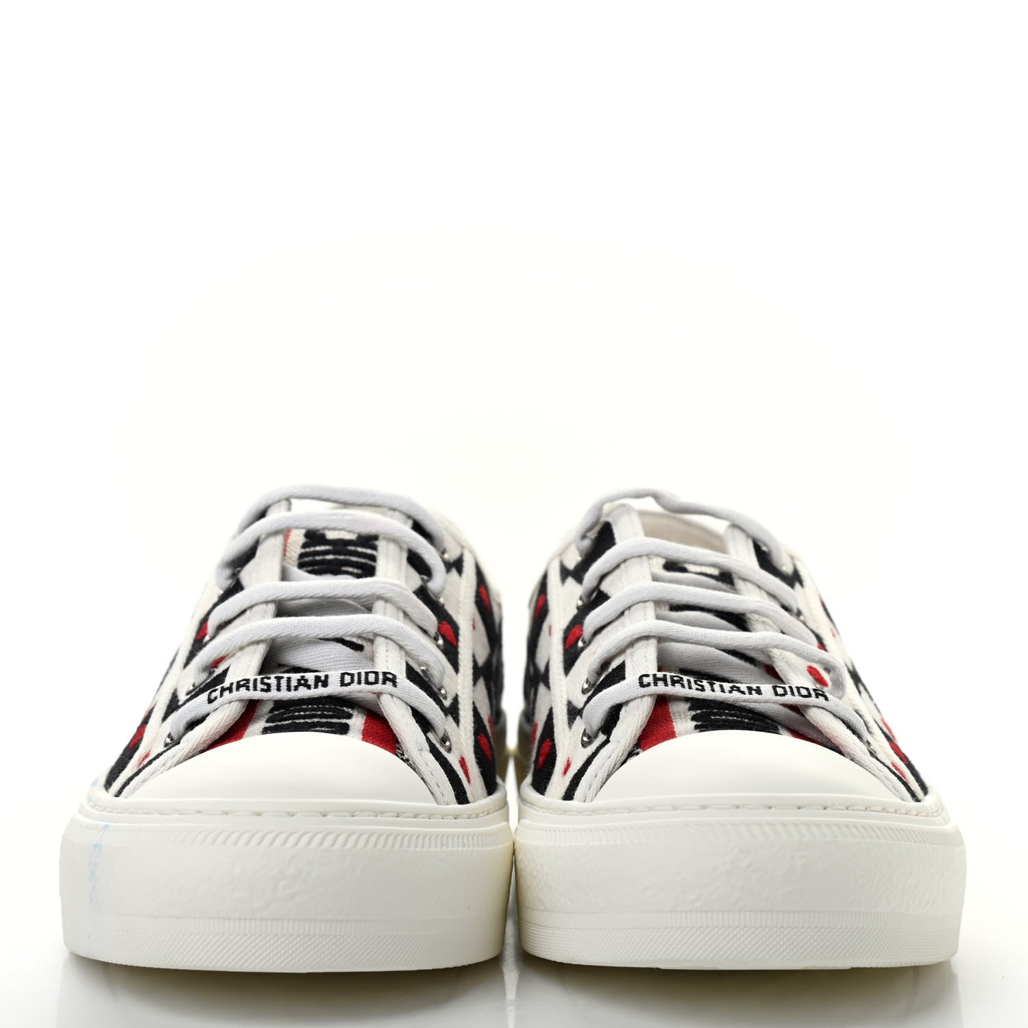 Christian Dior Canvas Dioramour Walk'N'Dior Low Top Sneakers 40 White Black Red 2 of 11