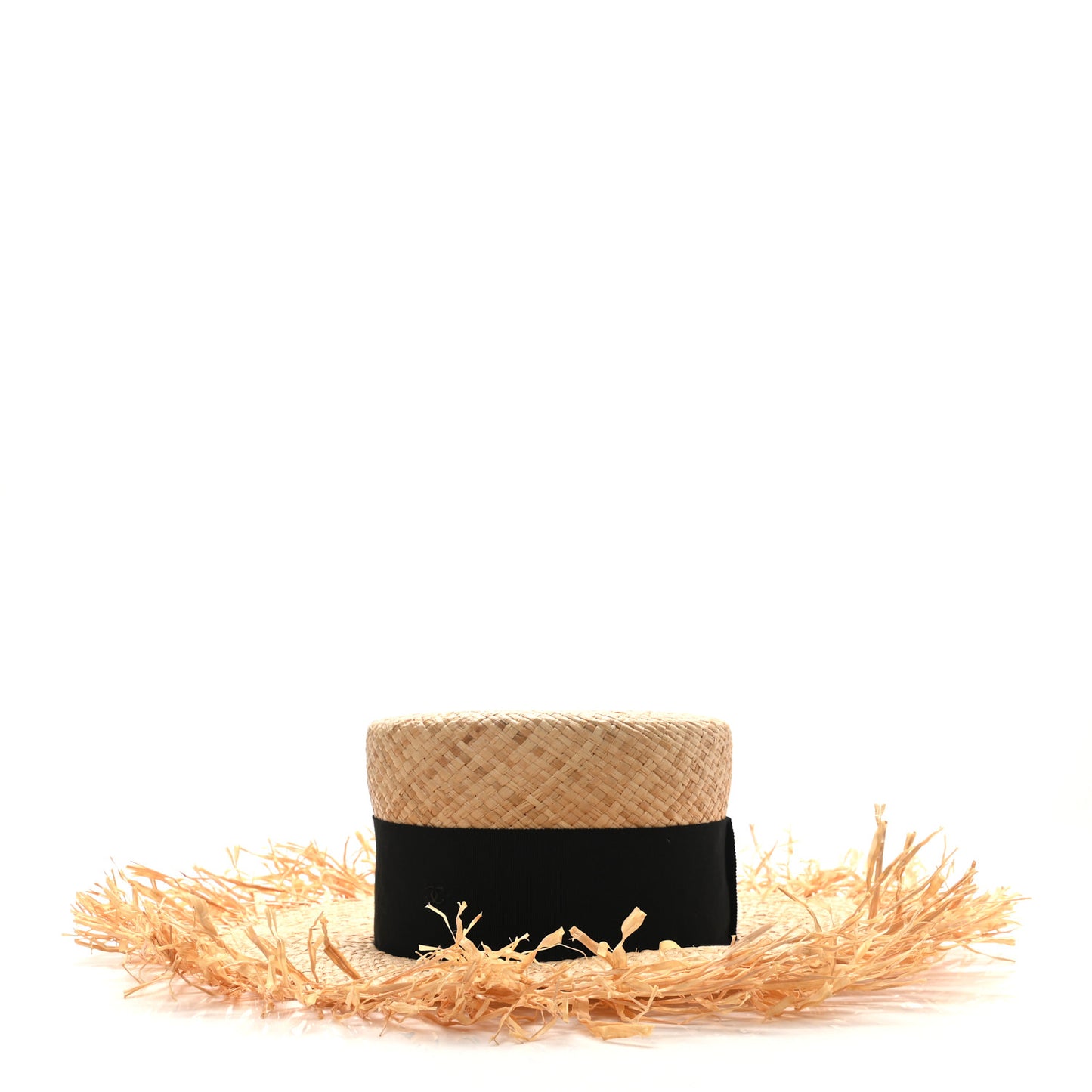 Raffia Wide Brimmed Hat S Beige Black