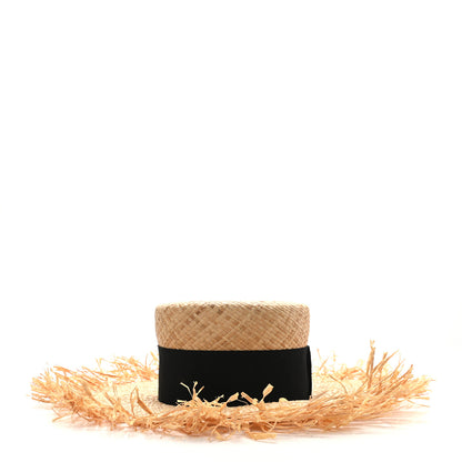 Chanel Raffia Wide Brimmed Hat S Beige Black 5 of 8