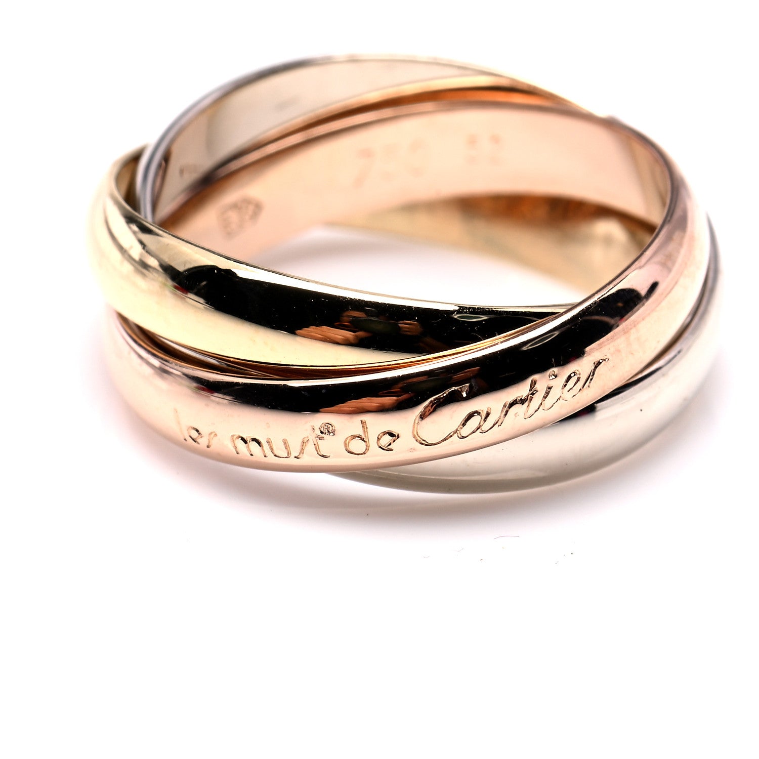 Cartier 18K Pink Yellow White Gold Classic Les Must De Cartier Trinity Ring 52 6 4 of 5
