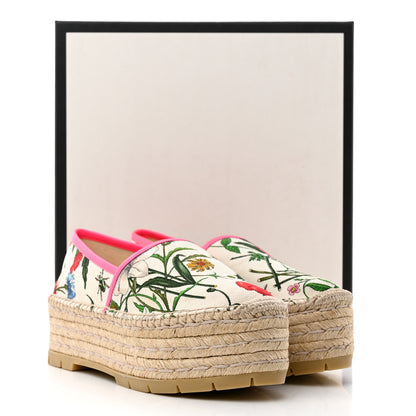 Gucci Canvas Flora Print Platform Espadrilles 38 White Multicolor Fuxia 10 of 10