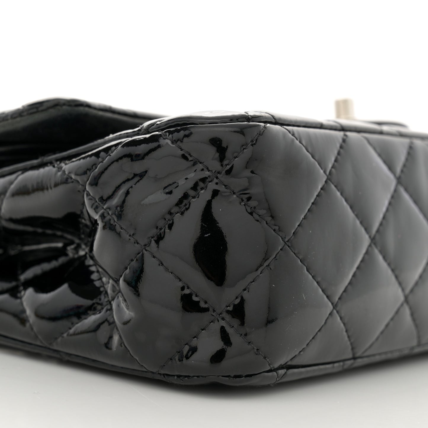 Patent Quilted Medium Double Flap Black