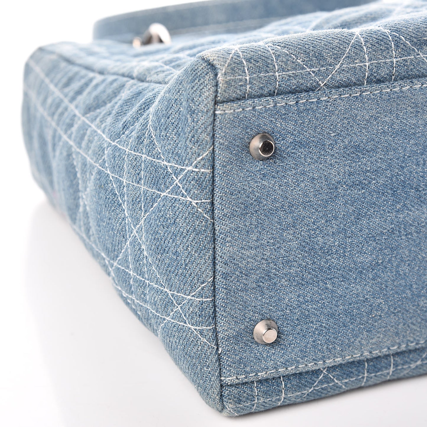 Denim Cannage Medium Lady Dior Light Blue