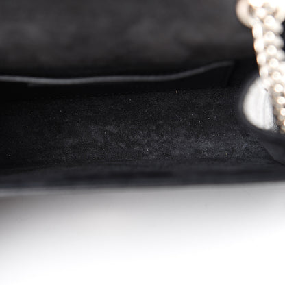Saint Laurent Calfskin Crocodile Embossed Monogram Small Kate Tassel Satchel Black 10 of 11