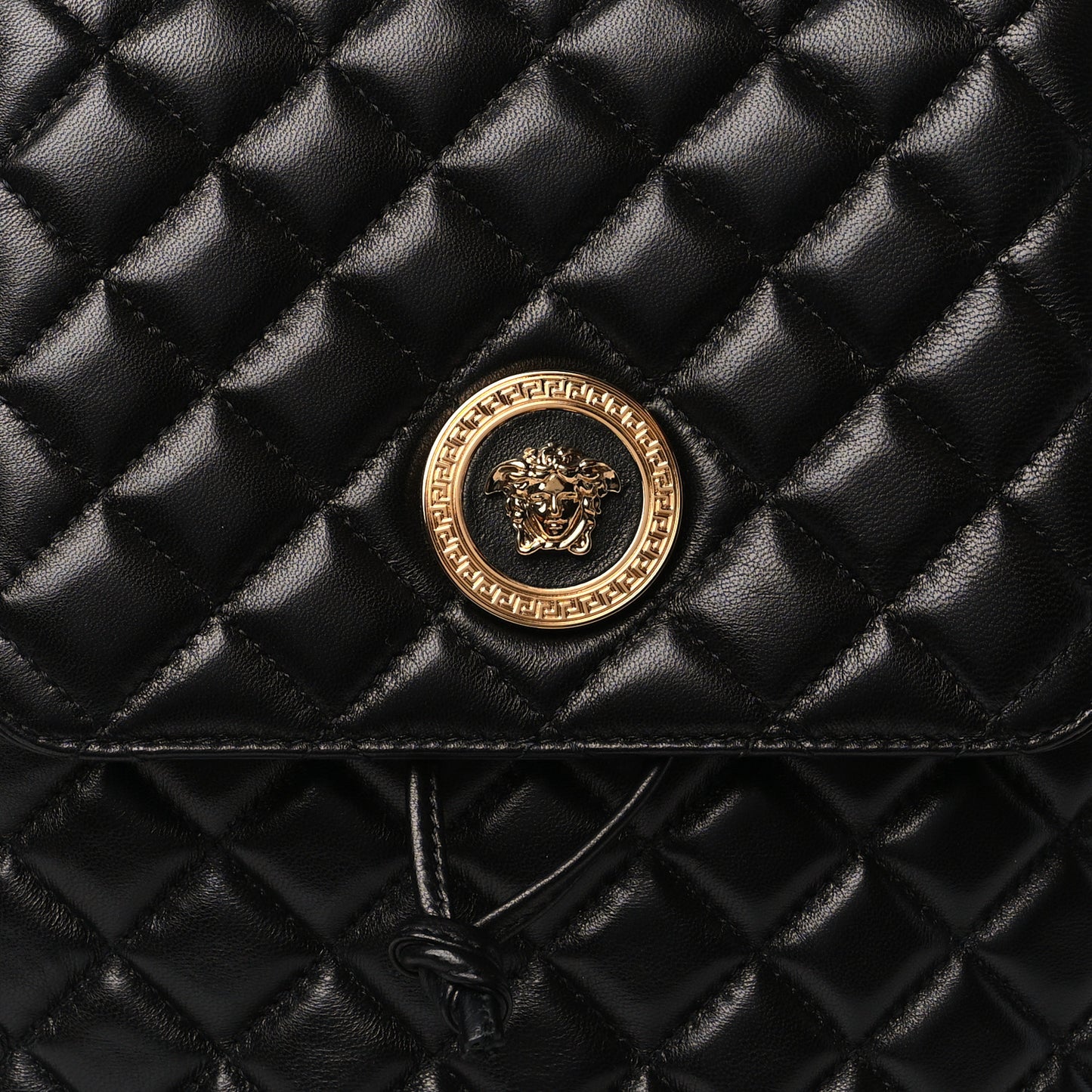 Calfskin Quilted Medusa Backpack Black