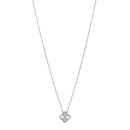 Van Cleef & Arpels 18K White Gold Guilloche Vintage Alhambra Pendant Necklace 1 of 6
