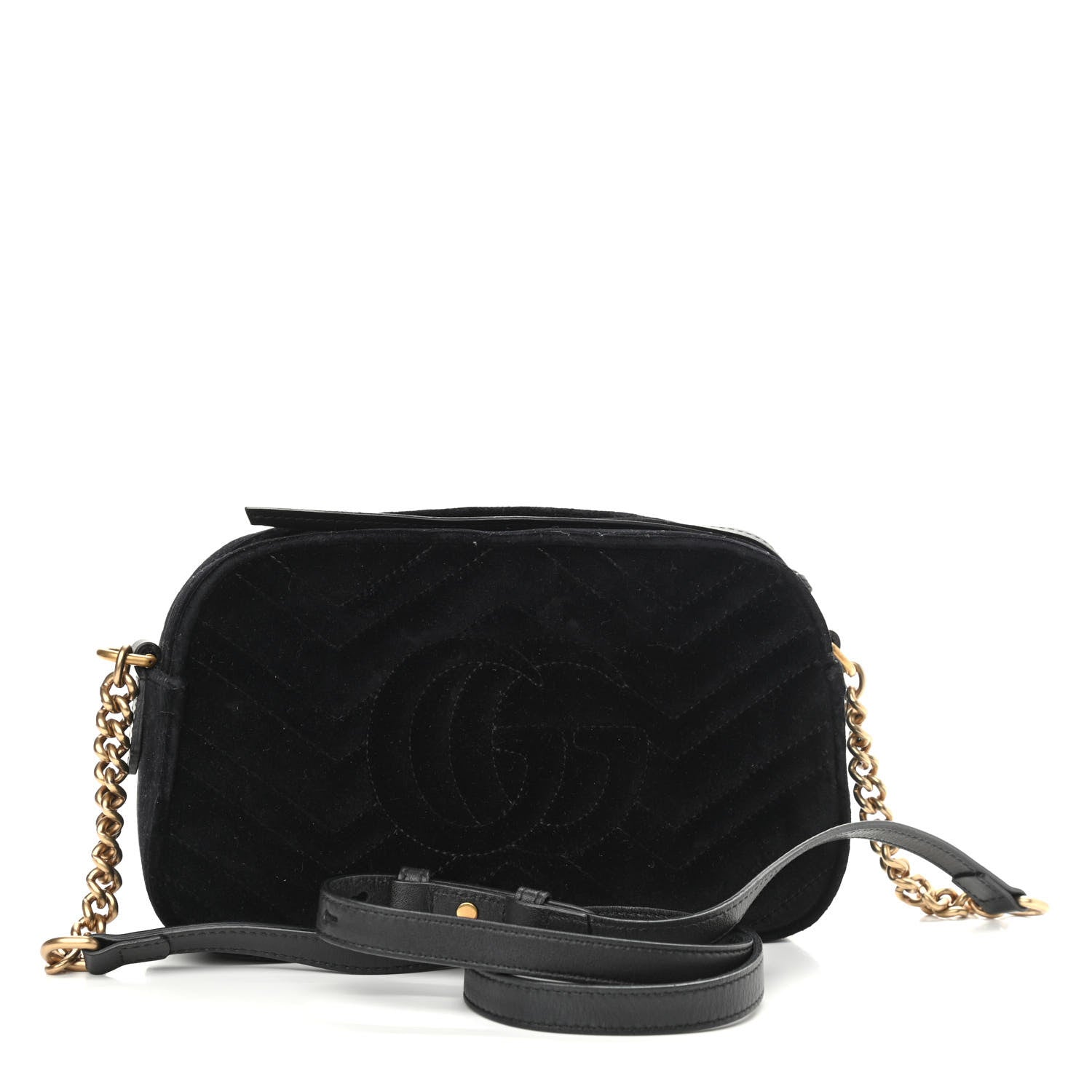 Gucci Velvet Matelasse Small GG Marmont Chain Shoulder Bag Black 3 of 10