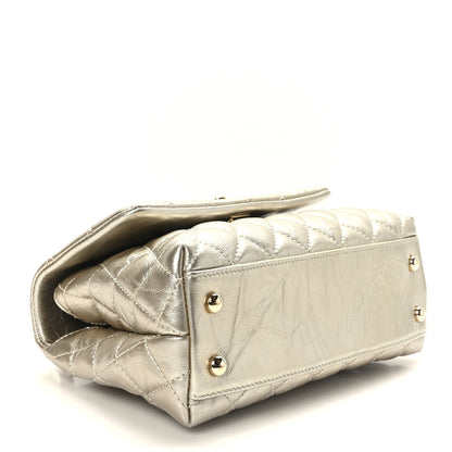 Chanel Metallic Aged Calfskin Quilted Mini Coco Handle Flap Gold 3 of 9