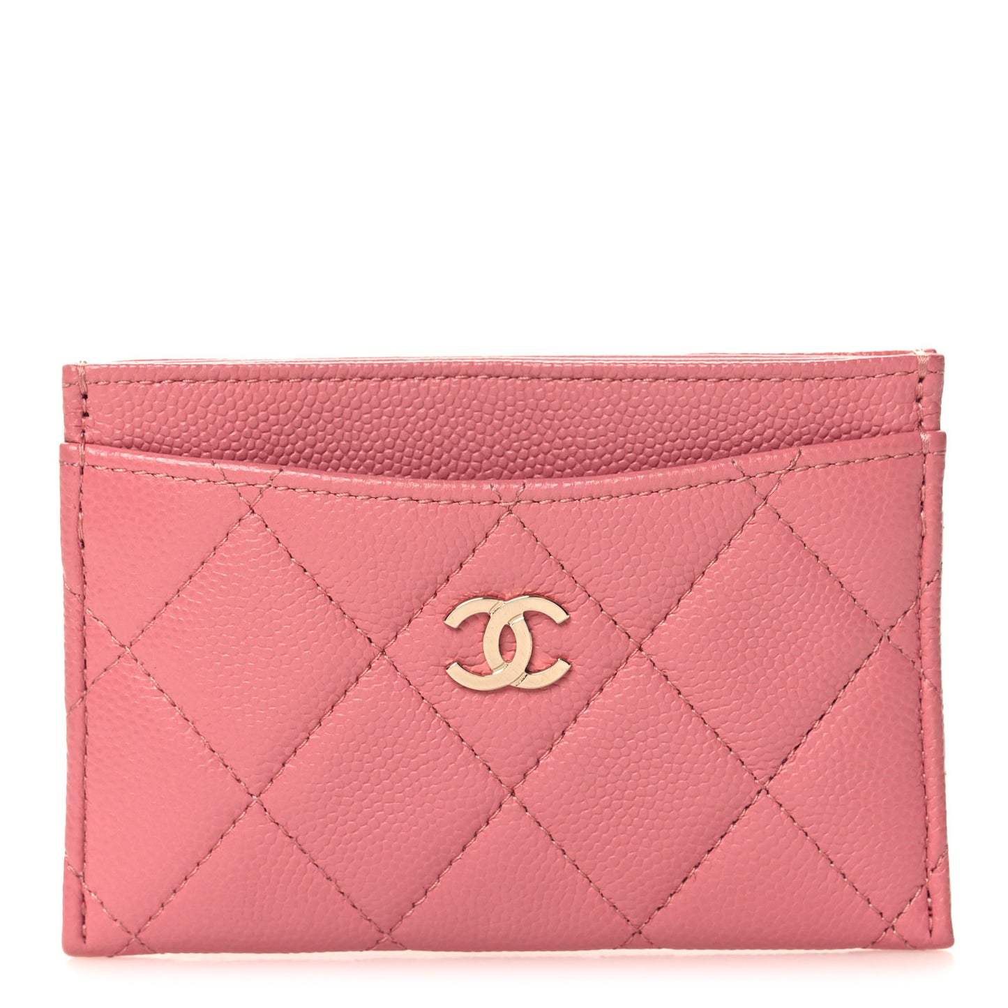Caviar Quilted Card Holder Pink
