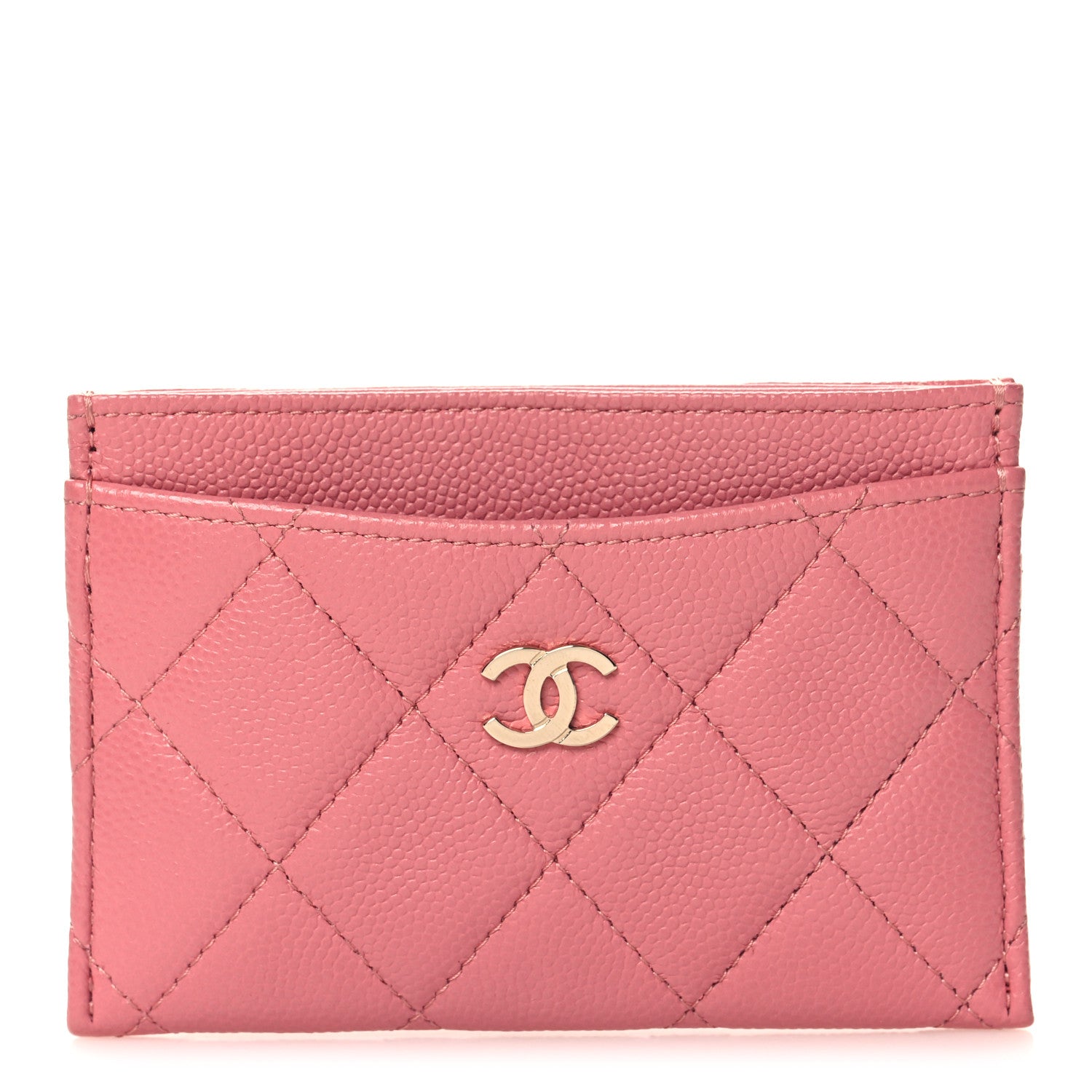 Chanel Caviar Quilted Card Holder Pink 1 of 9
