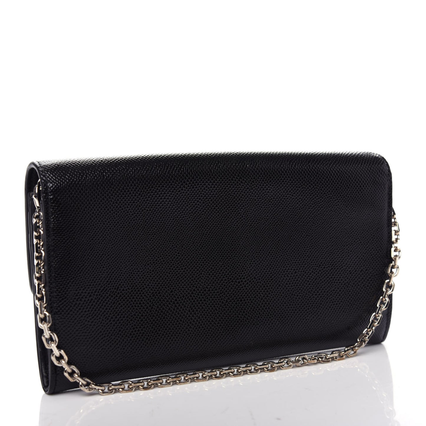 Grained Calfskin Mania Rendez-Vous Chain Wallet Black