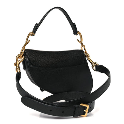 Christian Dior Grained Calfskin Mini Saddle Bag With Strap Black 3 of 9