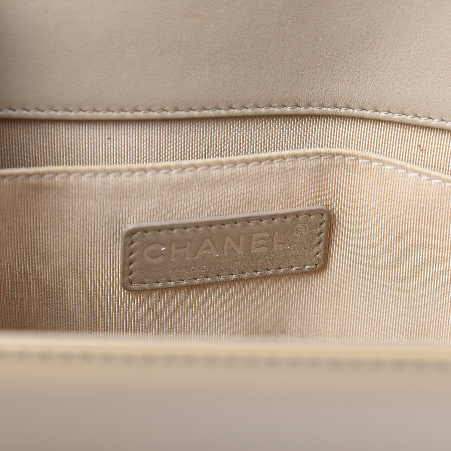 Chanel Patent Calfskin Enamel Quilted Medium Boy Flap Beige 7 of 12