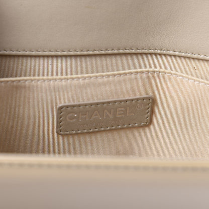 Chanel Patent Calfskin Enamel Quilted Medium Boy Flap Beige 7 of 12
