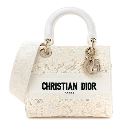 Christian Dior Lace 3D Macrame Embroidered Medium Lady D-Lite White 1 of 8