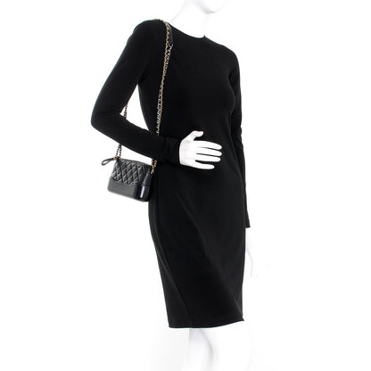 Chanel Aged Calfskin Quilted Small Gabrielle Clutch With Chain Black 2 of 9