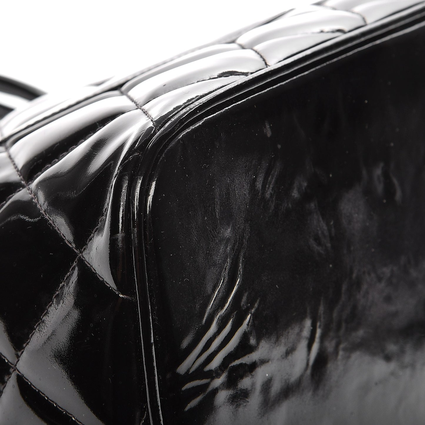 Patent Quilted Medallion Tote Black