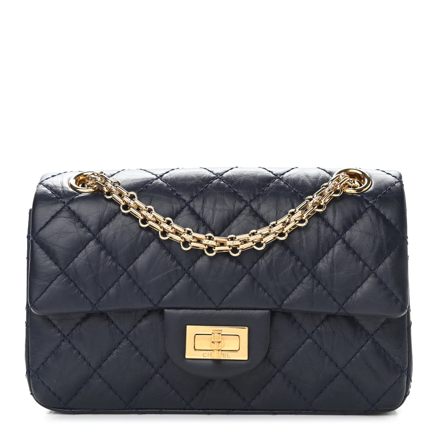 Aged Calfskin Quilted 2.55 Reissue Mini Flap Navy
