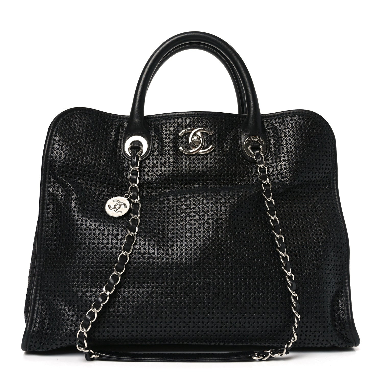 Chanel Calfskin Perforated Up In The Air Tote Black 1 of 10