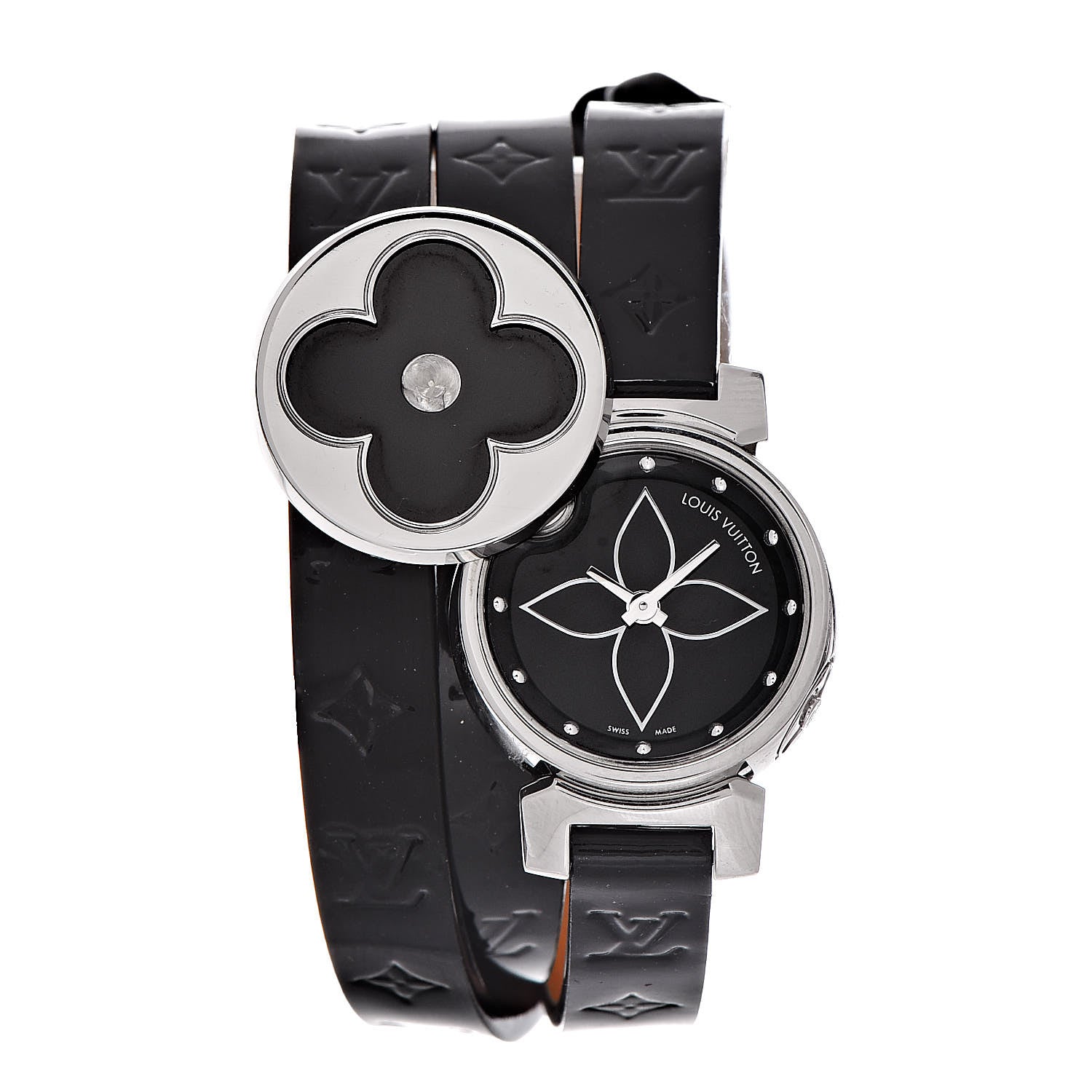 Louis Vuitton Stainless Steel Vernis 22mm Tambour Bijou Secret Quartz Watch Black 1 of 11