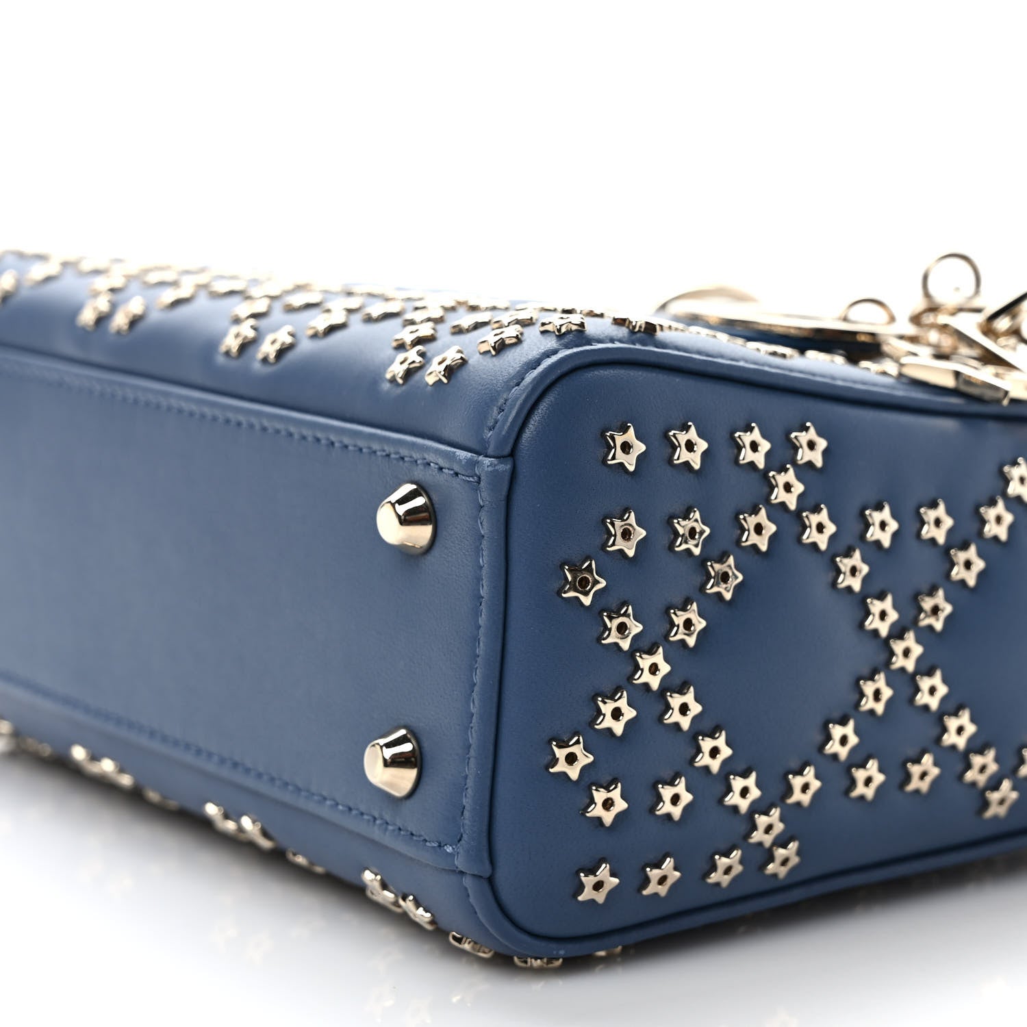 Christian Dior Lambskin Cannage Lucky Star Studded Mini Lady Dior Denim Blue 8 of 9