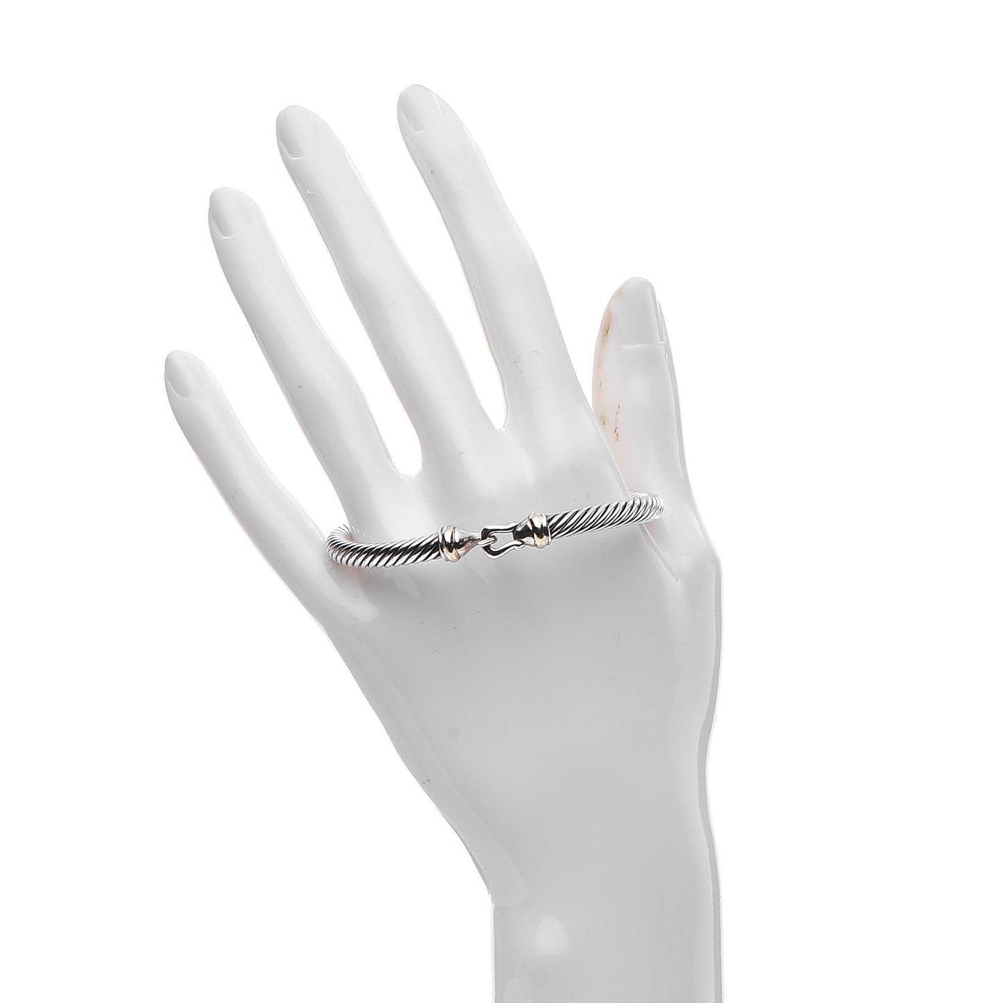 Sterling Silver 18K Yellow Gold 5mm Cable Classic Buckle Bracelet
