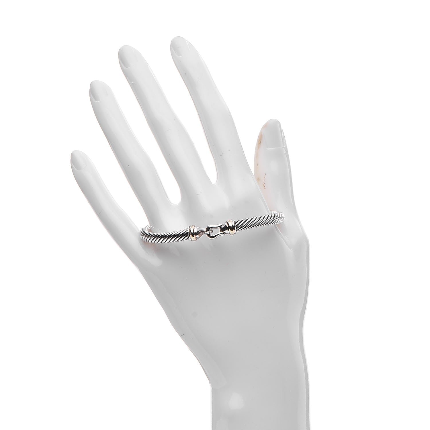 David Yurman Sterling Silver 18K Yellow Gold 5mm Cable Classic Buckle Bracelet 2 of 4