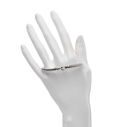David Yurman Sterling Silver 18K Yellow Gold 5mm Cable Classic Buckle Bracelet 2 of 4