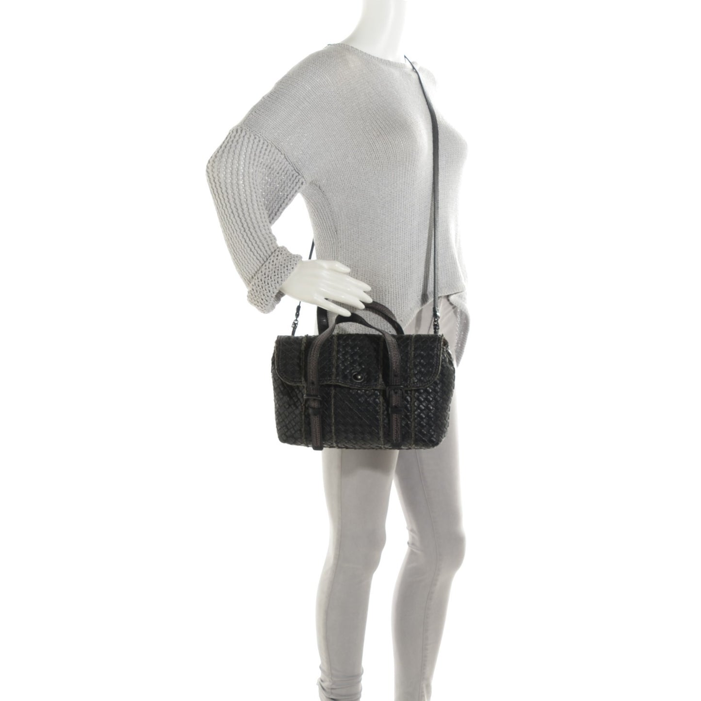 Vivo Cervo Intreccio Satchel Nero Black