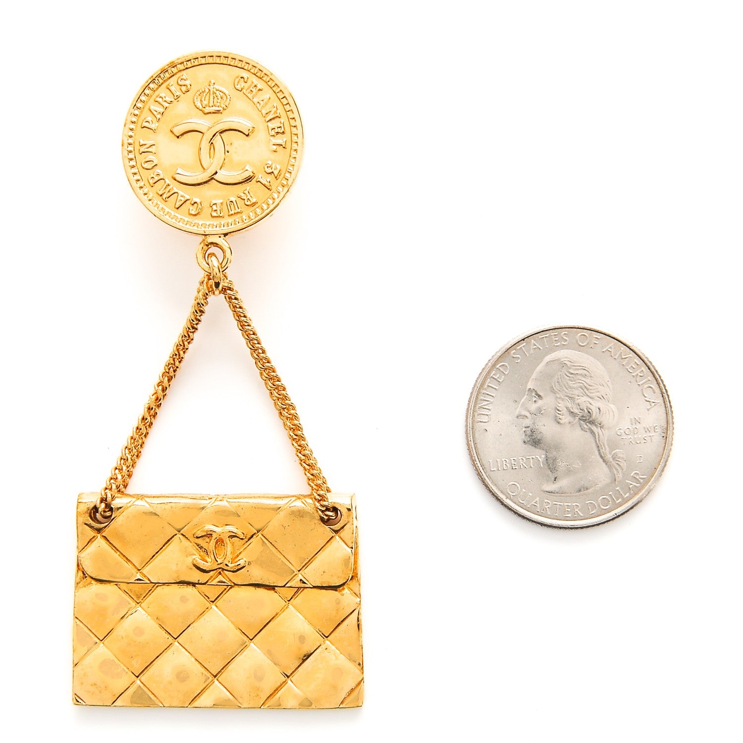 Chanel 2.55 Flap Clip On Earrings Gold 2 of 5