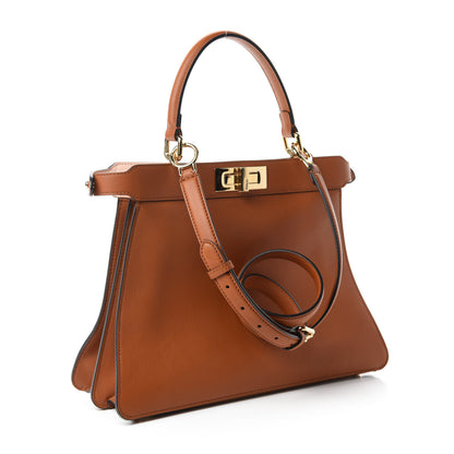 Fendi Vitello Seta Shiny Nappa Medium Peekaboo I SEE U Satchel Brandy Light Rose 3 of 12
