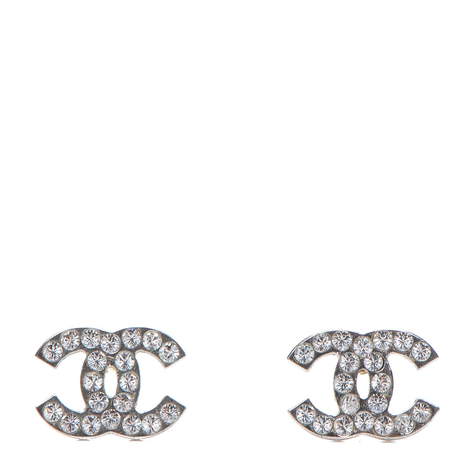 Chanel Crystal Timeless CC Earrings Silver 1 of 4