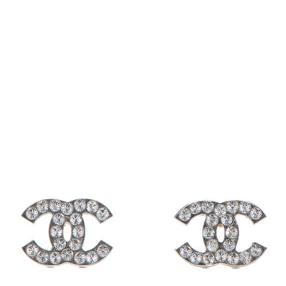 Chanel Crystal Timeless CC Earrings Silver 1 of 4