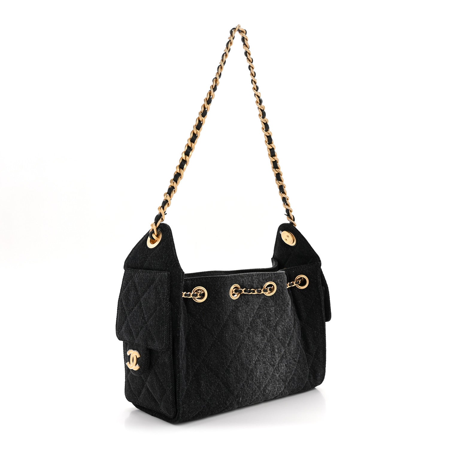 Chanel Washed Denim Quilted Mini Chanel 25 Handbag Black 3 of 10