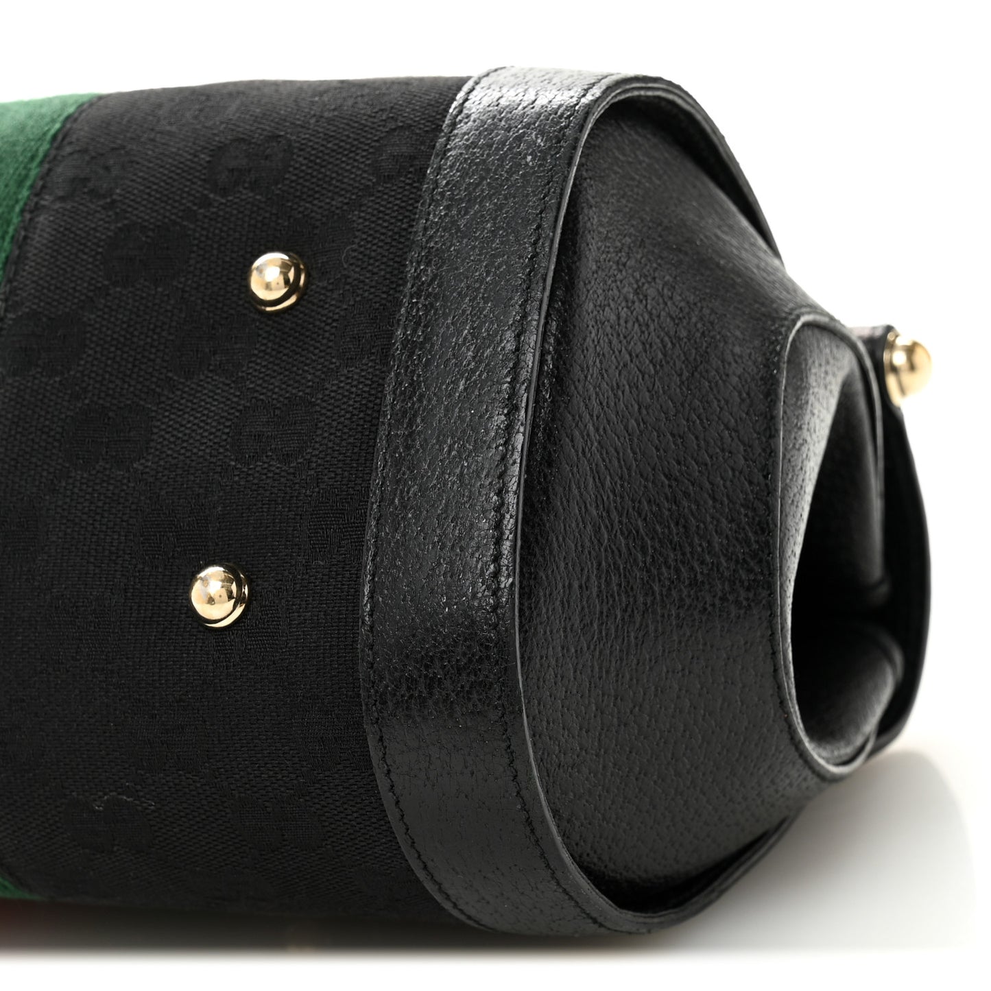 Calfskin Web Bamboo Bullet Satchel Black