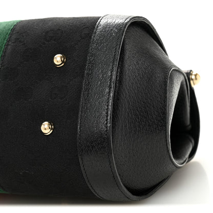 Gucci Calfskin Web Bamboo Bullet Satchel Black 10 of 11