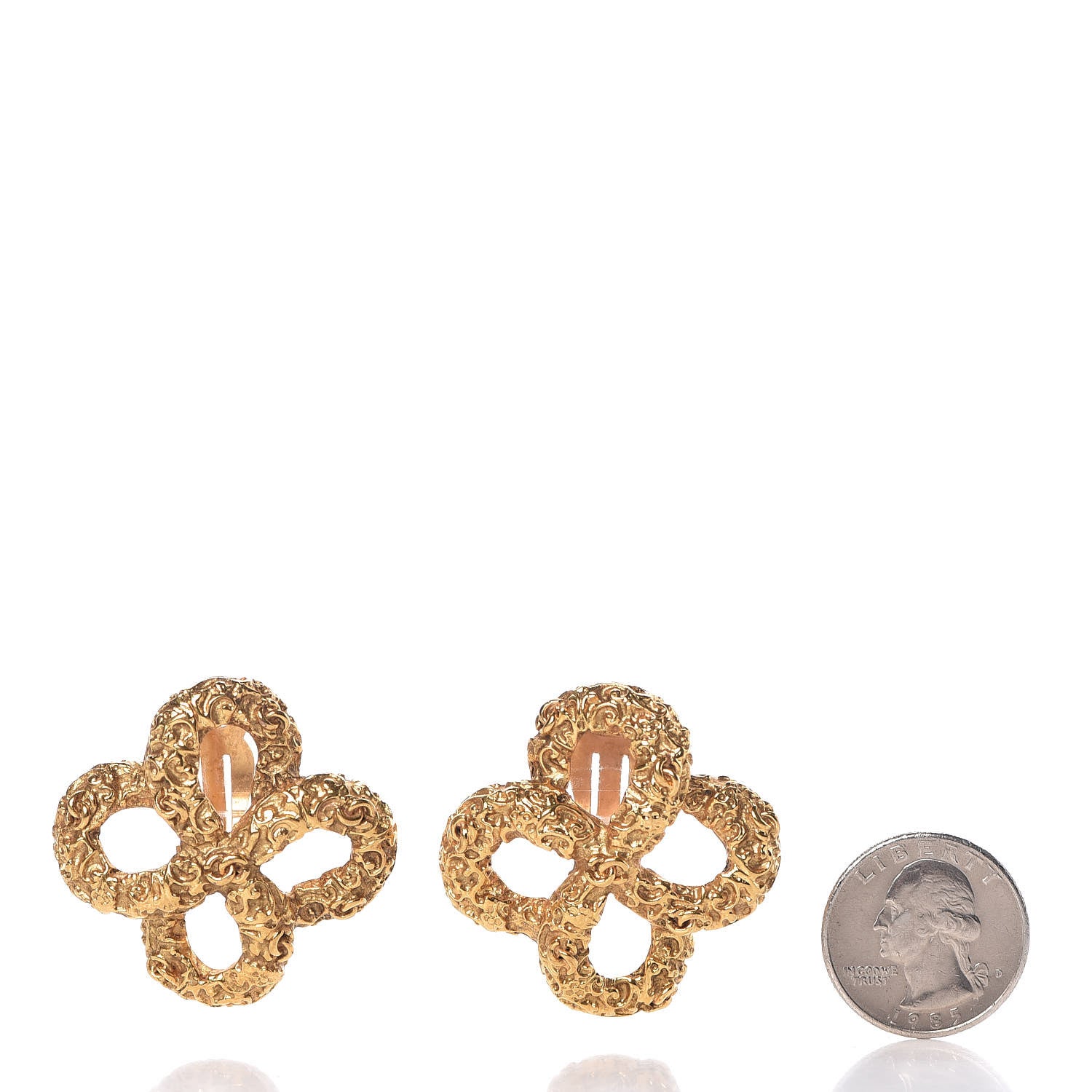 Chanel Flower CC Clip On Earrings Gold 2 of 4