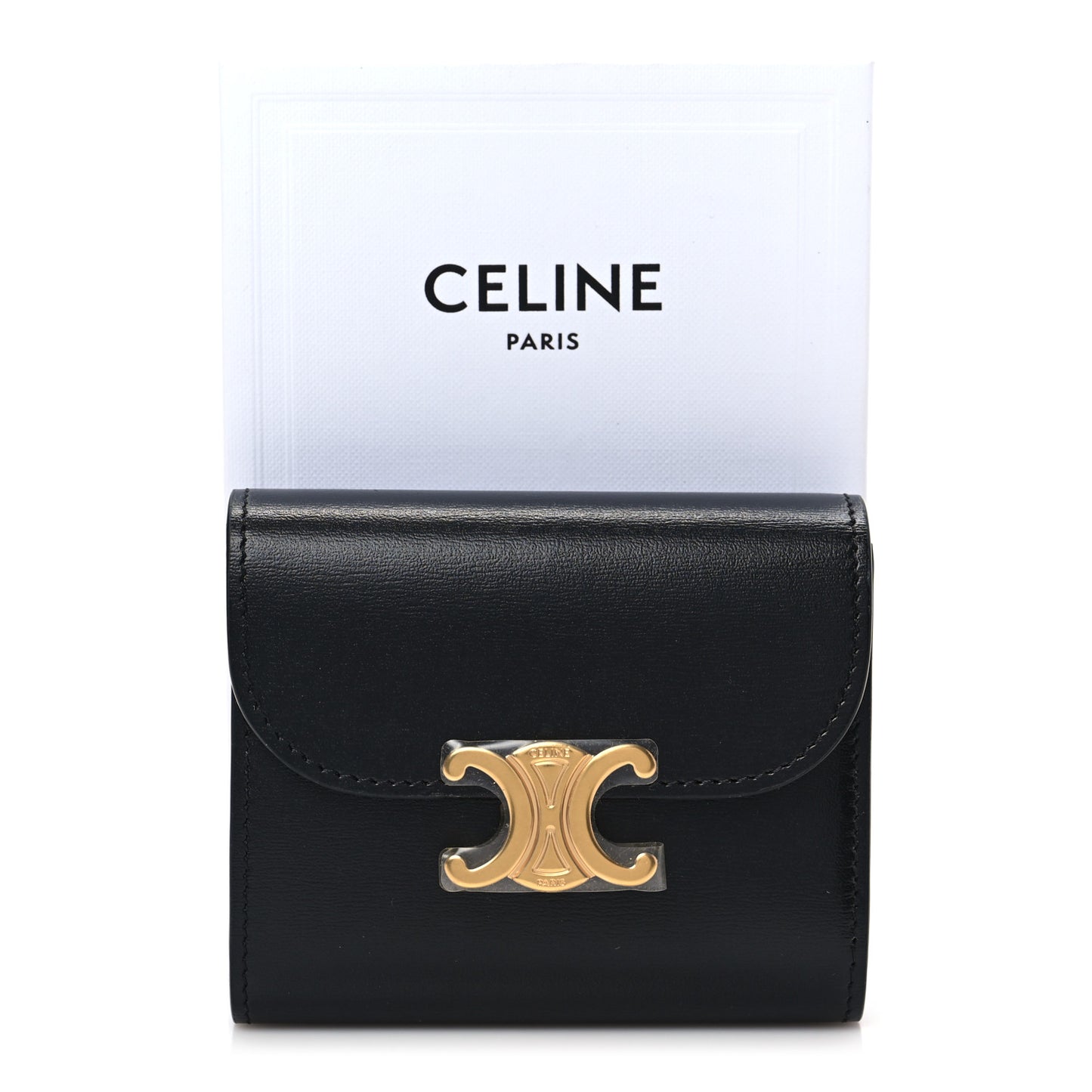 Shiny Smooth Lambskin Small Triomphe Wallet Black