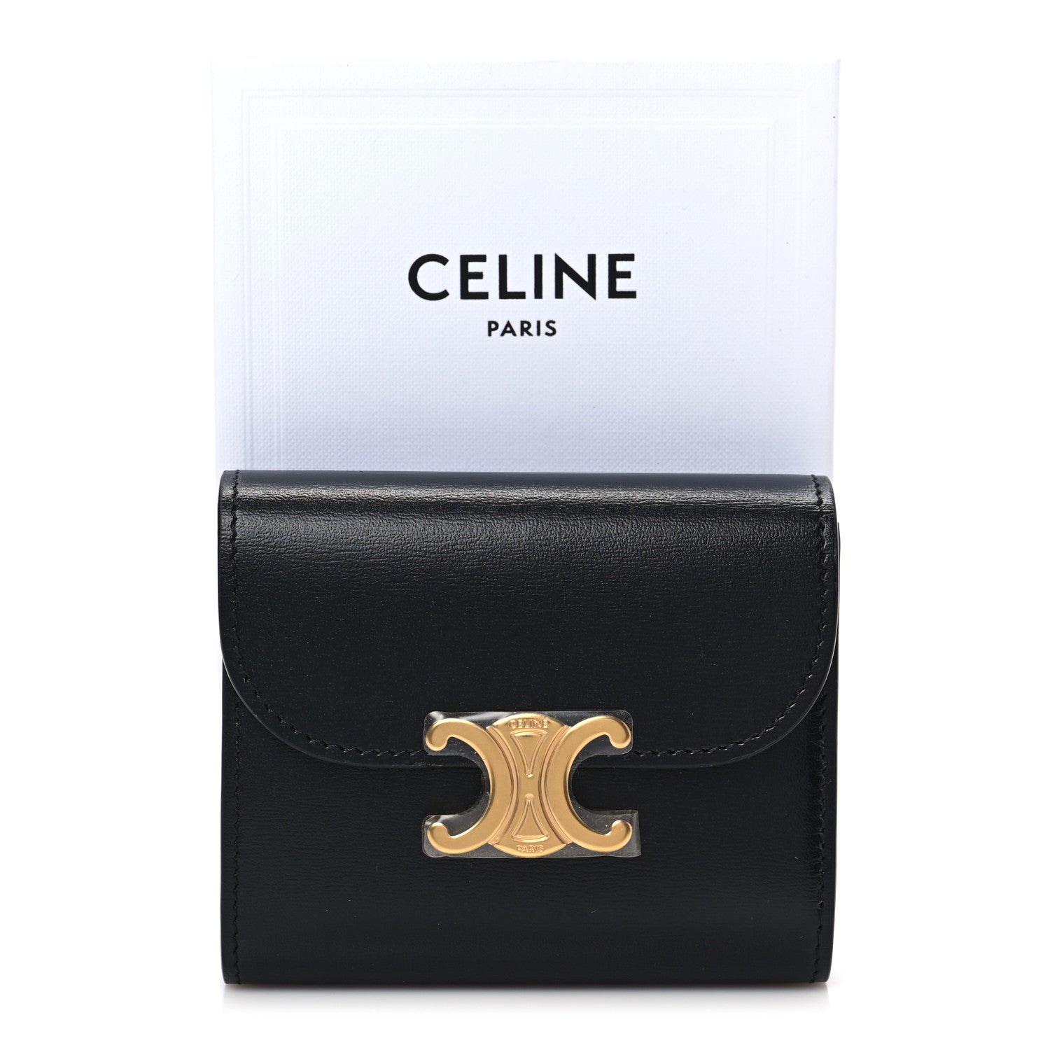 Celine Shiny Smooth Lambskin Small Triomphe Wallet Black 7 of 7