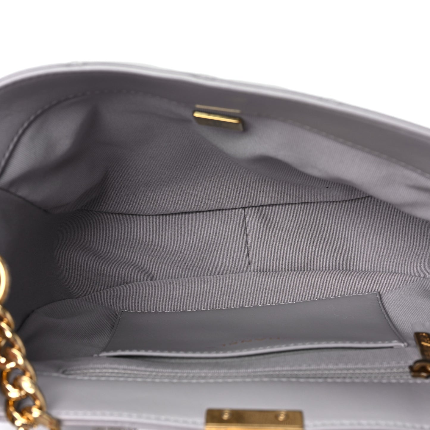 Lambskin Quilted Large Chain Hobo Light Grey