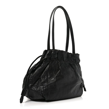 Prada Nappa Antique Drawstring Tote Black 3 of 9