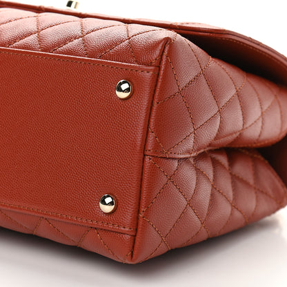 Chanel Caviar Quilted Small Coco Handle Flap Brown 9 of 9