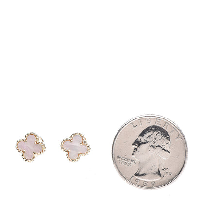 Van Cleef & Arpels 18K Yellow Gold Mother of Pearl Sweet Alhambra Earrings 2 of 3