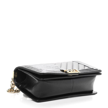 Chanel Caviar Chevron Quilted Medium Boy Flap Black 4 of 10